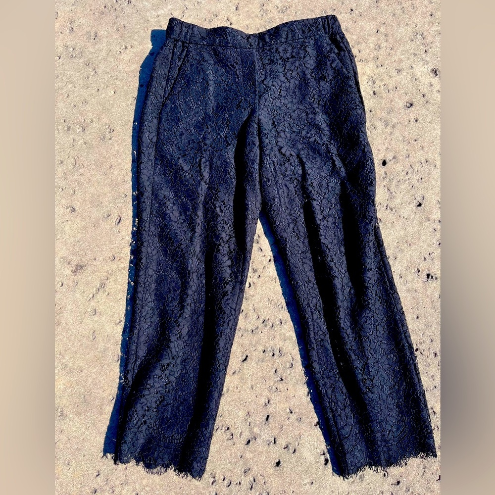 J. Crew Black Lace Cropped Dress Pant